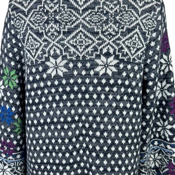 Anthropologie Rosie Neira Wool Blend Chunky Knit Nordic Long Cardigan Sweater - Picture 10 of 15